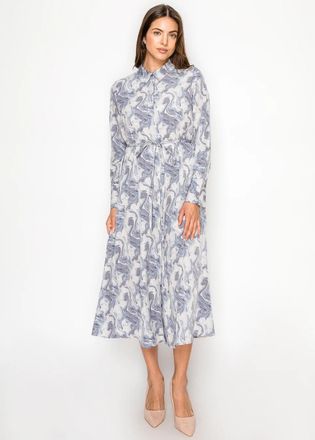 YAL New York Long-Sleeve Marble Print Dress - Blue