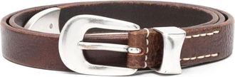 Our Legacy Bruin Leren Riem met Zilveren Gesp - Heren - Riemen - Bruin - 100 CM - Accessoires
