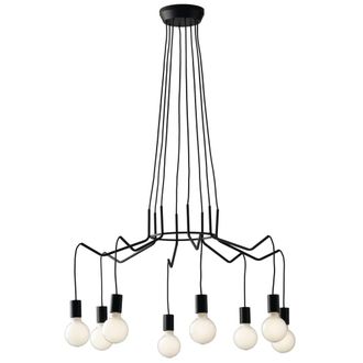 Luce-Ambiente-Design L&aacute;mpara de techo con cables negros ajustables y ocho puntos de luz