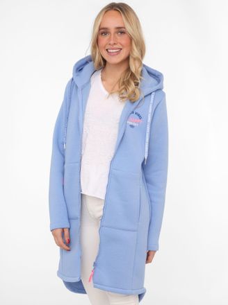 Zwillingsherz Jerseymantel ZWILLINGSHERZ Be happy & shine, Damen, Gr. L/XL (L/XL), blau, Obermaterial: 50% Baumwolle, 50% Polyester, comfort fit ca. Mitte Oberschen