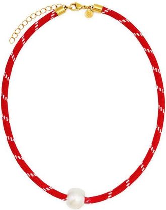 Petit Moments Faux Pearl Pendant Paracord Necklace in Red at Nordstrom