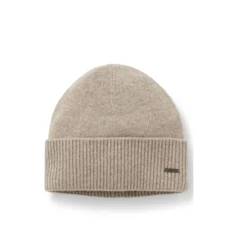 BOSS Knit cashmere beanie with metal logo plaque