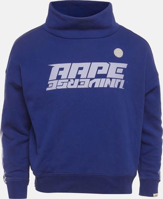 A Bathing Ape Aape By A Bathing Ape Blue Jersey Graphic Print Mock Neck Sweatshirt XXS