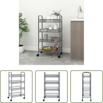vidaXL Carrello per casa - Carrello da Cucina con 4 Ripiani Grigio 46x26x64 cm in Ferro