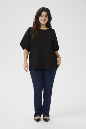 Kaffe Curve Blouse met korte mouwen Regular fit Black