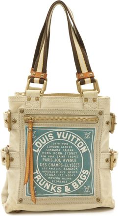 Louis Vuitton Blue Natural Yellow Canvas Handbag Tote Bag (Pre-Owned)