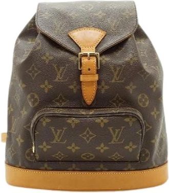Louis Vuitton Pre-owned Monogram Montsouris MM Rugzak - Dames - Vintage Rugzakken - Bruin - ONE Size - Leer - Vintage