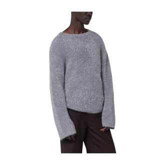 Séfr Round-neck Knitwear, male, Gray, Size: M Jermaine Sweater