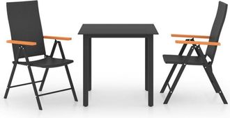 vidaXL 3 Piece Garden Dining Set Black and Brown Vidaxl