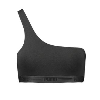 Puma Womens One Shoulder Heart top Sports Bra, Black, XS