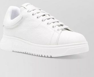 Emporio Armani leather sneakers round toe flat sole