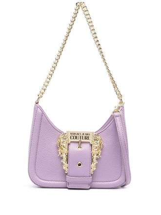 Versace Jeans Couture engraved-logo buckle shoulder bag - Purple