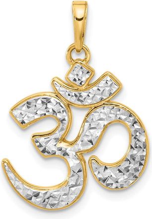 Diamond2Deal 14k Yellow Gold White Rhodium Diamond-Cut Om Pendant