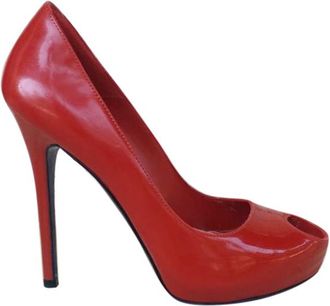 Alexander McQueen Red Peep-Toe Love Pumps Size 37