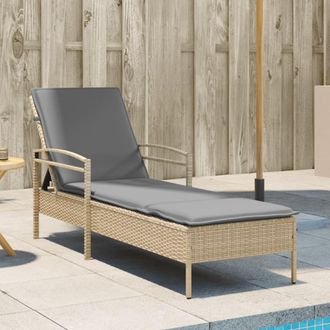vidaXL Vidaxl - Tumbona Con Coj&iacute;n Rat&aacute;n Sint&eacute;tico Beige 63x200x81 Cm