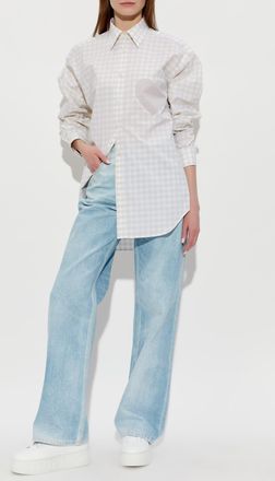 Moschino Checked Pattern Shirt, Womens, White