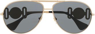 Versace Medusa-hardware sunglasses - unisex - Metal (Other) - 65 - Yellow
