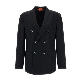 Barena Kostuums, Heren, Zwart, M, Wol, Gecustomiseerde Single-Breasted Blazer