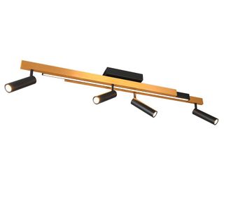 Trio Leuchten Plafoniera Led 4 Luci, Metallo, Oro Nero, 133x23x8,5 Cm, Zeno