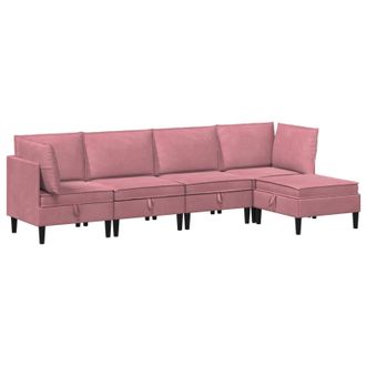 vidaXL Juego De Muebles De Sal&oacute;n Con Coj&iacute;n 5 Pcs Rosa Terciopelo Vidaxl