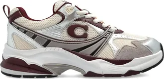 Coach logo-appliqué sneakers - women - Leather/Mesh/Suede/Rubber/Fabric/Rubber - 8.5 - Neutrals