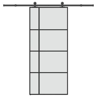 Berkfield Home Sliding Door with Hardware Set 90x205 cm ESG Glass&Aluminium in Black