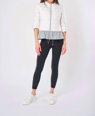Anorak Quilted Knit Peplum Puffer Jacket In White