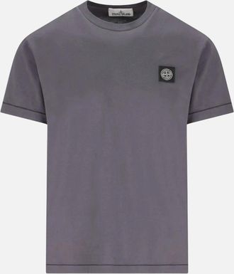 Stone Island Mens Stone Island Compass Patch Logo Dark Charcoal Grey T-shirt - Size: 42