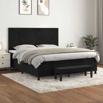 vidaXL Vidaxl - Cama Box Spring Con Colch&oacute;n Terciopelo Negro 160x200 Cm