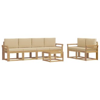 vidaXL Conjunto De Sof&aacute;s De Exterior Con Coj&iacute;n 7 Pcs Y Beige Vidaxl