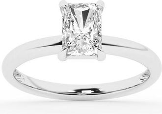 Grown Brilliance Lab Grown Diamond Engagement Ring in 10K White Gold, 1 Carat Radiant Cut Solitaire, Ring Size 6