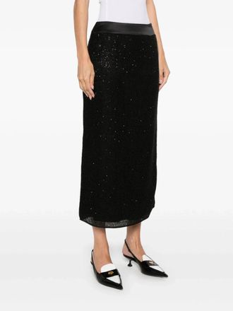 PESERICO Sequin-Embellished Mesh Skirt - Black