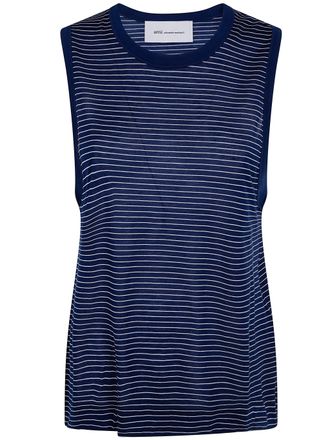 Ami Classic Fit Striped Tank Top With Ami De Coeu