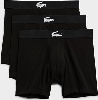 Lacoste Mens 5 croc-waist black boxer briefs Cotton 3-pack