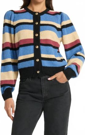 Nation Ltd Carmela Cardigan In Velour Multi Stripe