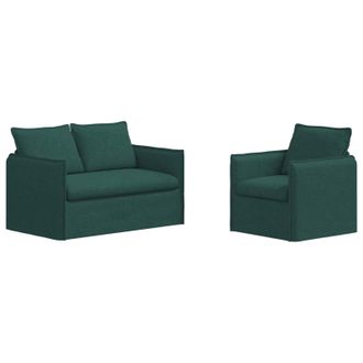 vidaXL Juego De Sof&aacute; 2 Uds. Verde Oscuro Tela Vidaxl