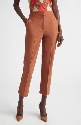 St. John M&eacute;lange Wool Blend Stretch Twill Crop Pants in Rust Melange at Nordstrom, Size 10