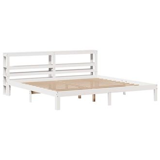 Berkfield Home Beautiful Bed Frame with Headboard without Mattress White 180x200 | Size: Super King