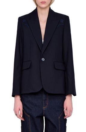 Zadig&Voltaire Tailleur Crystal Embellished Blazer in Encre at Nordstrom, Size 10 Us