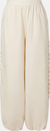 SIMKHAI Lace-trimmed linen-blend straight pants