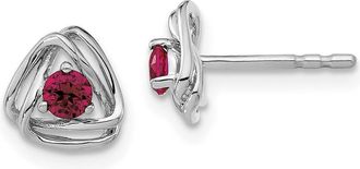 Diamond2Deal 14k White Gold Created Ruby Stud Earrings