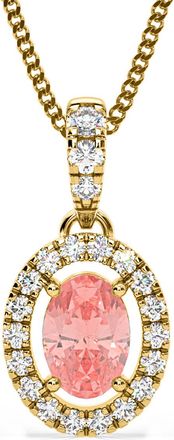 The Diamond Store Georgina Pink Lab Diamond Oval Halo Necklace 0.70ct in 18KGold - Elara Collection