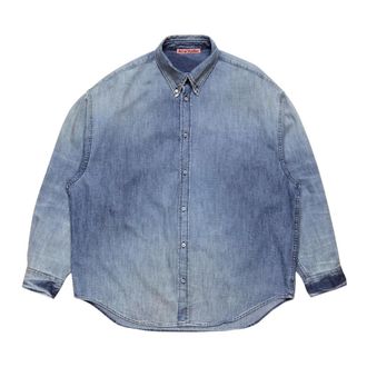 Acne Studios Overhemden, Heren, Blauw, L, Denim, Denim Button-Up Shirt
