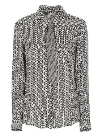 Elisabetta Franchi patterned tie shirt - women - Viscose - 42 - White