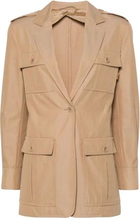 Max Mara Blazers, female, Brown, Size: S Cotton Canvas Trench Coat