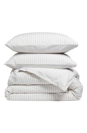Nordstrom Reversible Stripe Cotton Percale Duvet Cover & Shams Set in Grey Vapor Multi at Nordstrom, Size Queen
