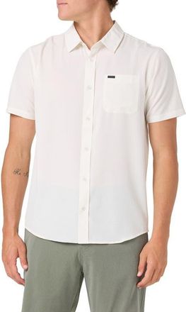 O'Neill TRVLR Perforated Performance Short Sleeve Button Up Shirt in Chalk at Nordstrom, Size Xx-Large