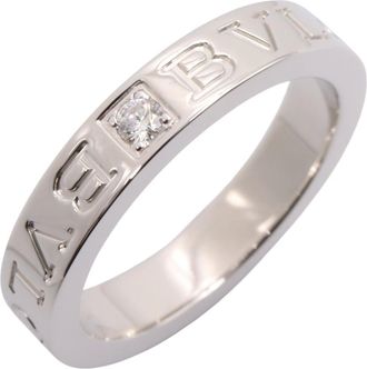 Bulgari Silver Clear White Gold (18K) Band Ring (Pre-Owned)