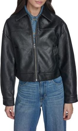 Levi's Boxy Faux Leather Bomber Jacket in Black at Nordstrom Rack, Size X-Small