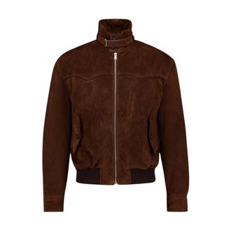 Alexander McQueen Suede Blouson Jacket - male - Alexander McQueen - Leather Jackets - Brown - XL - Jackets